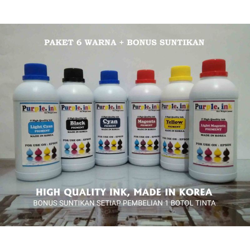 Tinta Refill Printer Epson 500ml Purple ink - Paket 6 Warna