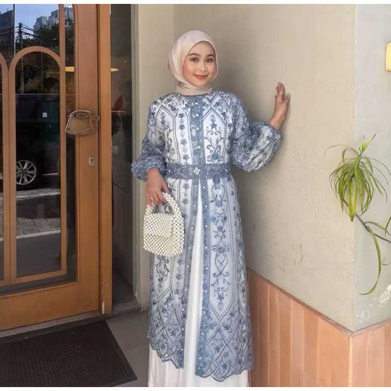 Outer Jahwa Brokat Sapto/Outer Panjang lengan Balon Hari Raya kondangan (FREE BELT)