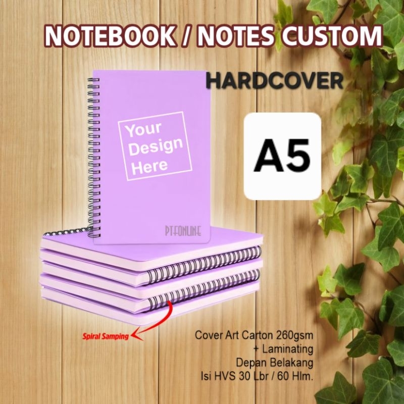 

Termurah Notebook/Notes Custom Hardcover A5 isi 50 polos atau garis