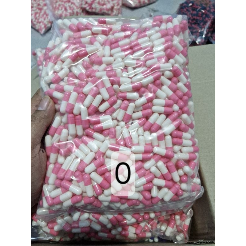 cangkang kapsul No 0 / kapsul kosong ukuran 0 warna pink putih