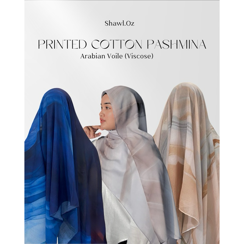Shawl.Oz/Printed Cotton Modal Pashmina/Printed Marble Viscose/Viscose Motif/Modal Viscose