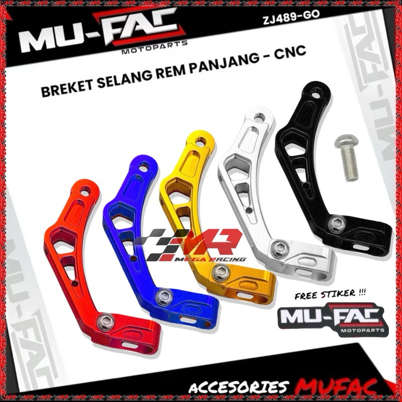 Klem Kabel Rem Bawah Full Cnc Tebal Mu-Fac Universal All Motor - Breket Selang Rem Depan / Belakang