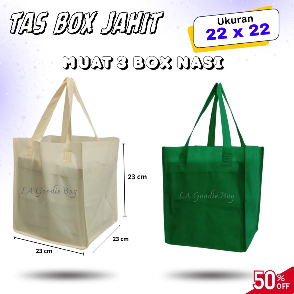 

( 12 PCS ) Tas HBPA BOX JAHIT ( 22x22 ) HARGA PERLUSIN bahan 65gm / Goodie Bag Tas kotak nasi Tas hajatan