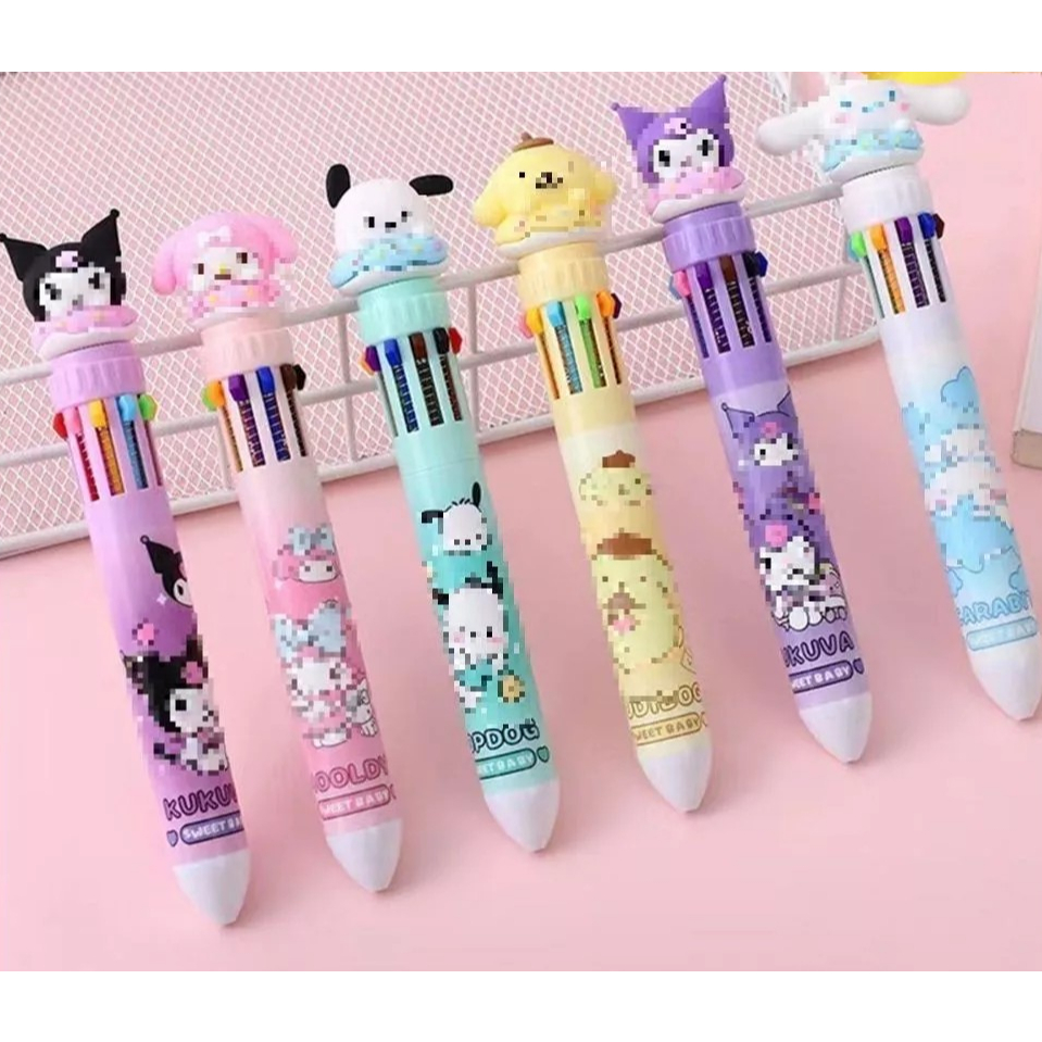 

PGATK-Pena Mekanik 10 Warna Lucu Karakter Kartun Pulpen 3D DOLL Bolpen Gel Tinta