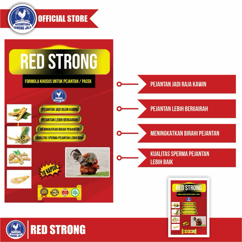 RED STRONG Jamu Herbal Birahi Ayam ( Khusus Pejantan/Pacek )