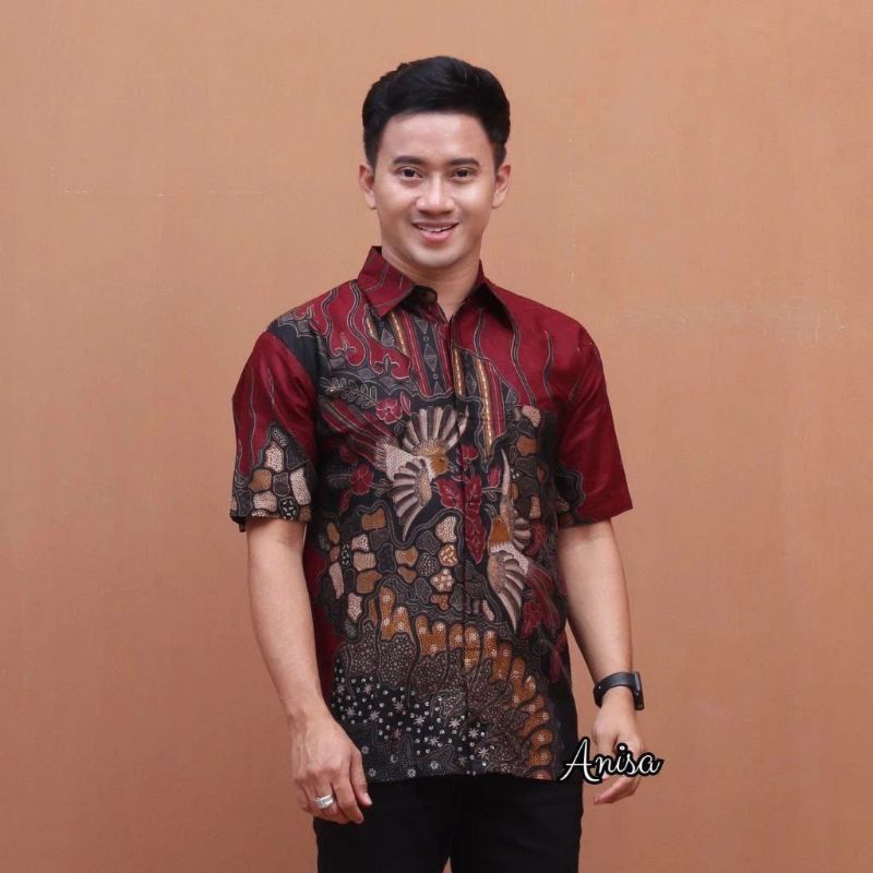Risna Batik HRB026Kenongo Kemeja Hem Batik Lengan Pendek