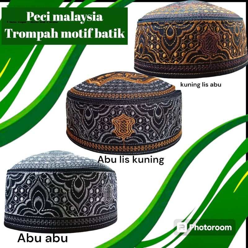 peci malaysia terompah motif batik berkah collection