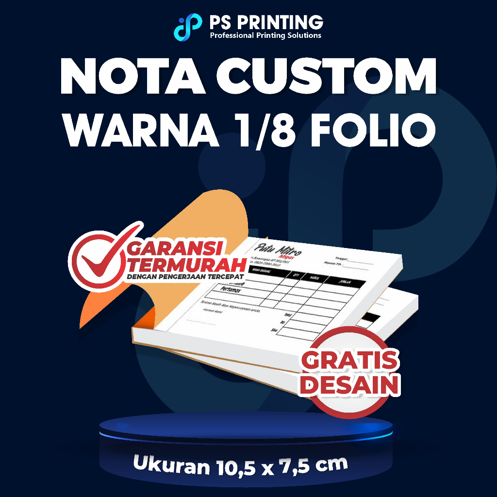 

NOTA 1/8 FOLIO SATUAN WARNA CUSTOM BISNIS | OLSHOP | USAHA FREE DESAIN