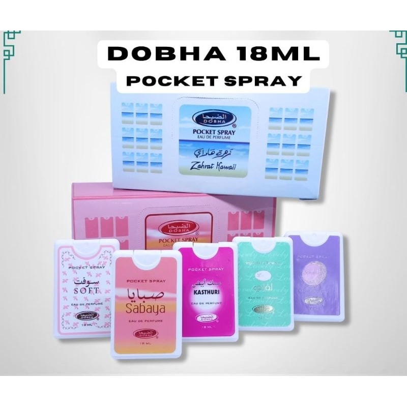 PARFUM DOBHA 18 ML KEMASAN POCKET SPRAY ORIGINAL BPOM HALAL - Aroma soft, sabaya, lovely, Zahrah Haw