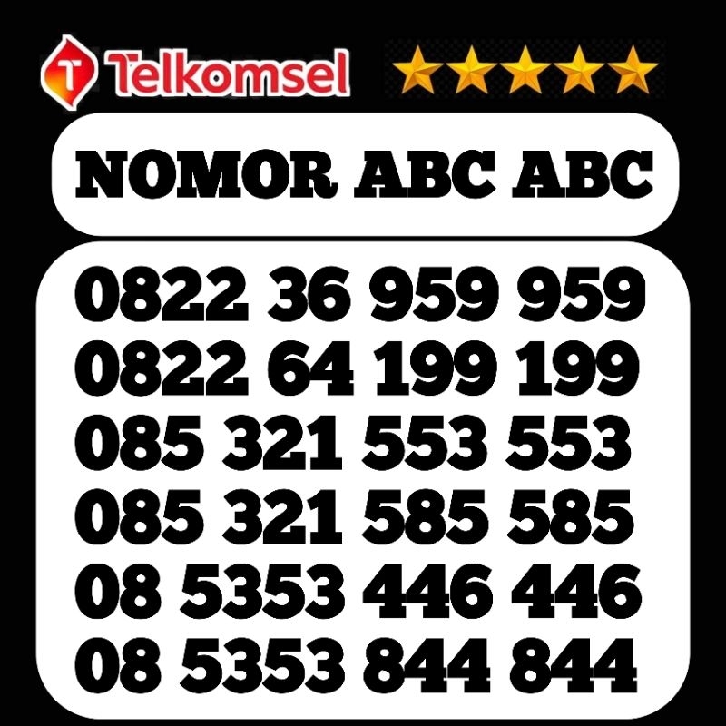 KARTU PERDANA NOMOR CANTIK TELKOMSEL SIMPATI LOOP AS 4G 5G DOUBLE ABC SAKTI COMBO MURAH INTERNET  23