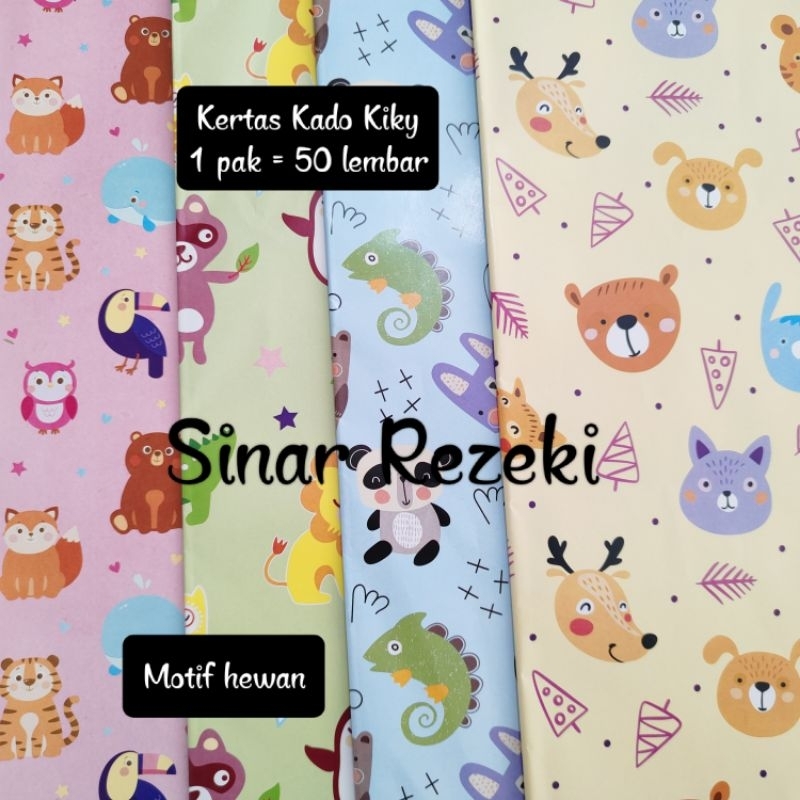 

50 lembar!! Kertas kado Kiky gambar motif fancy murah lucu/kertas pembungkus kado/kertas kado glossy