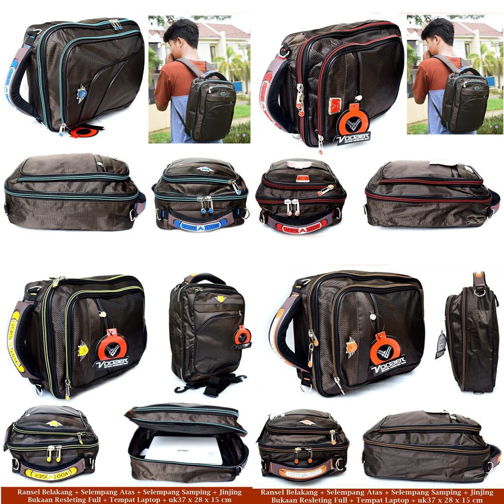 Tas pria Ransel Kasual 4in1 Vood Kanvas Coffee