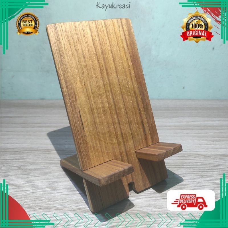 holder hp stand dudukan handphone unik phone holder meja kayu jati