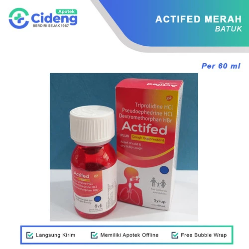 ACTIFED PLUS COUGH SUPRESSANT SIRUP (MERAH)