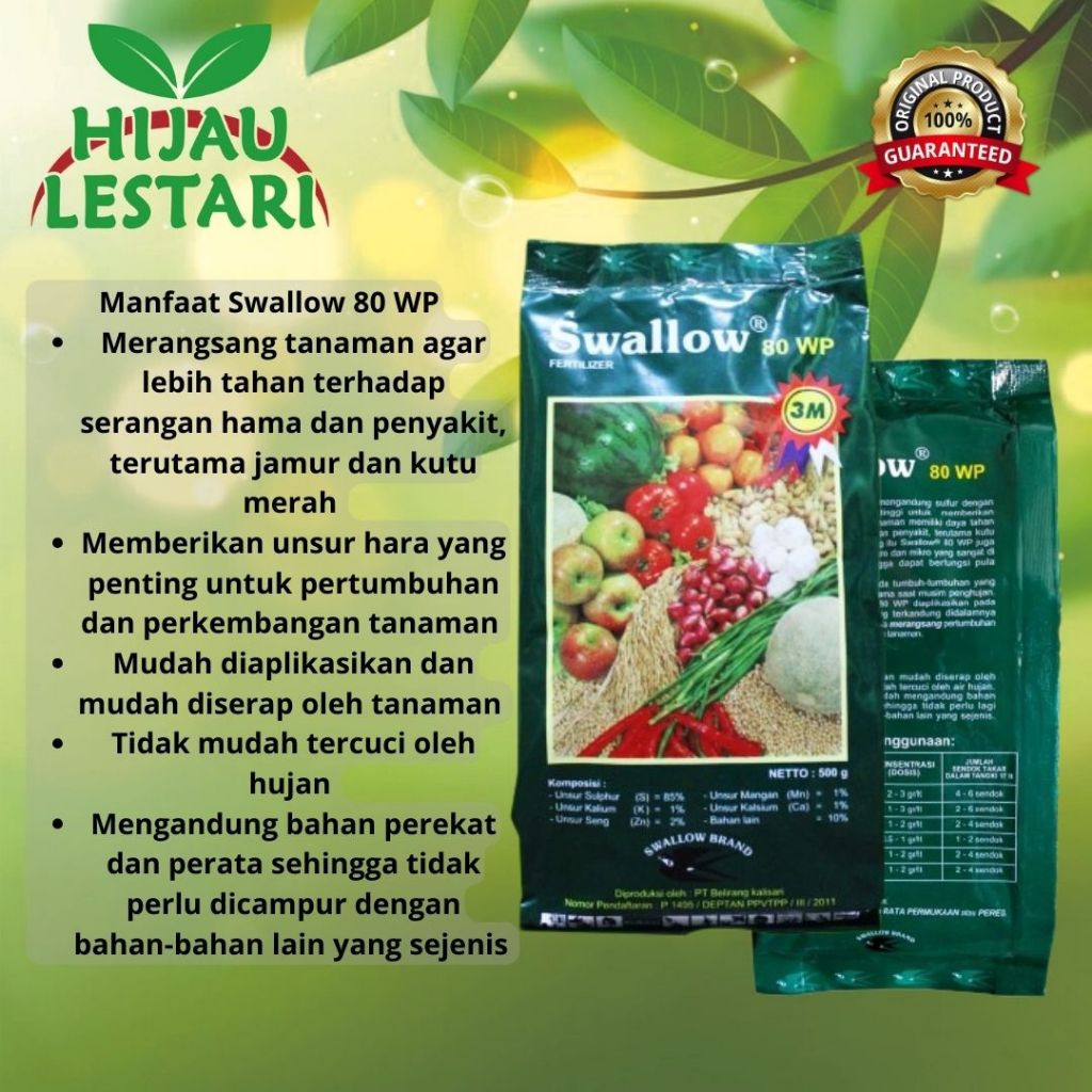 Pupuk Swallow 80WP Obat Pelindung Tanaman Fertilizer SWALLOW 80WP