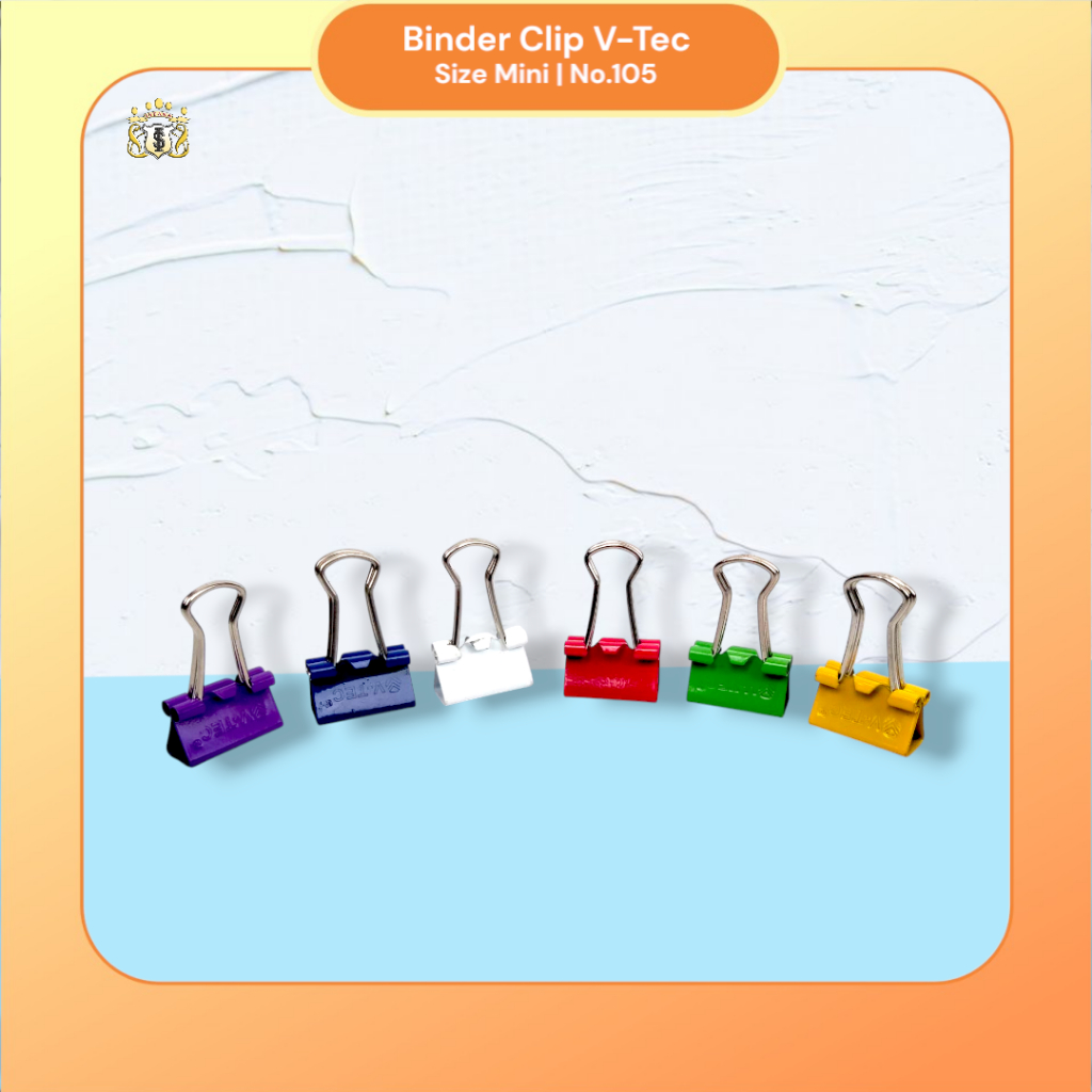 

[ 10 Pcs ] Binder Clip Colour V-TEC Mini Size No.105 / Clip Warna / Jepit Dokumen / Serbaguna