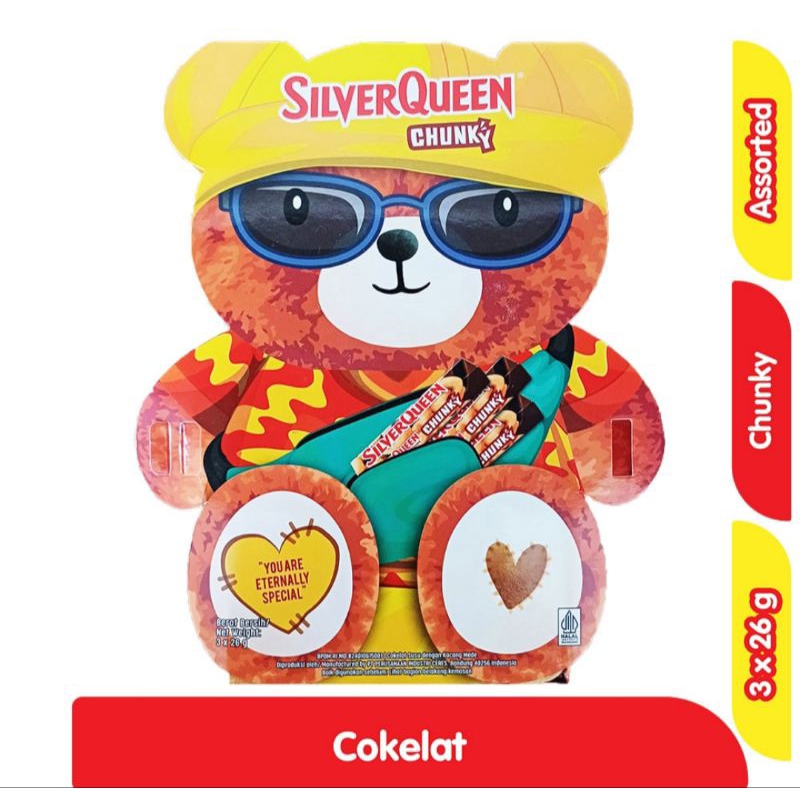 

Silverqueen Beruang Chunky Coklat 3 x 26gr