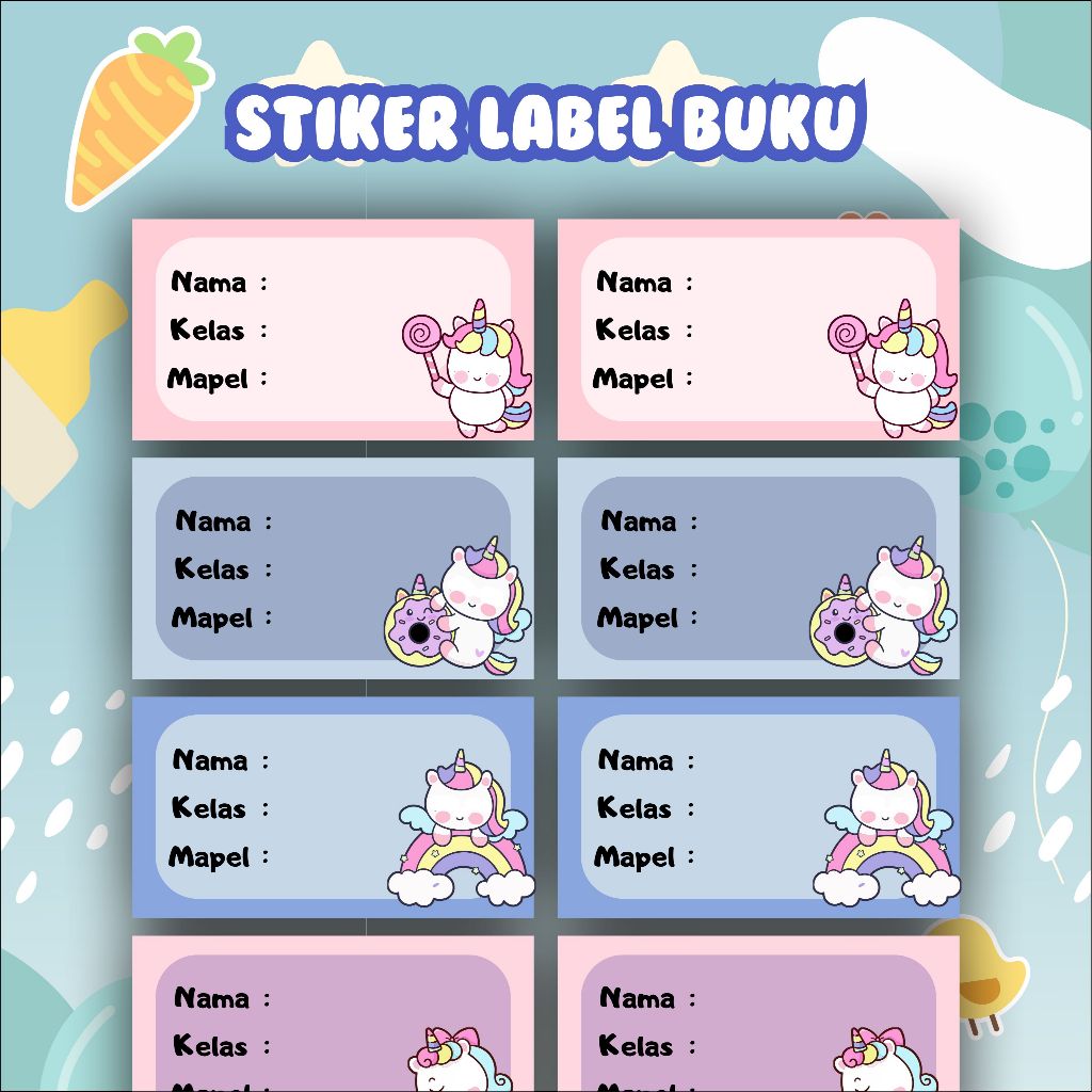 

Stiker Label Nama Buku Sekolah – Bisa Custom Nama Anak & Gambar Kartun