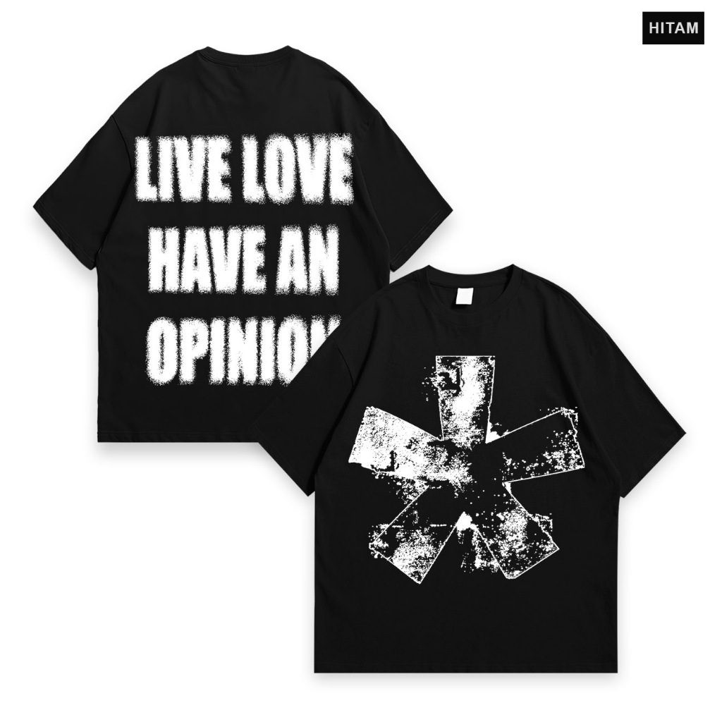 T-shirt Boxy - Opinion - Kaos Hitam - Hectic