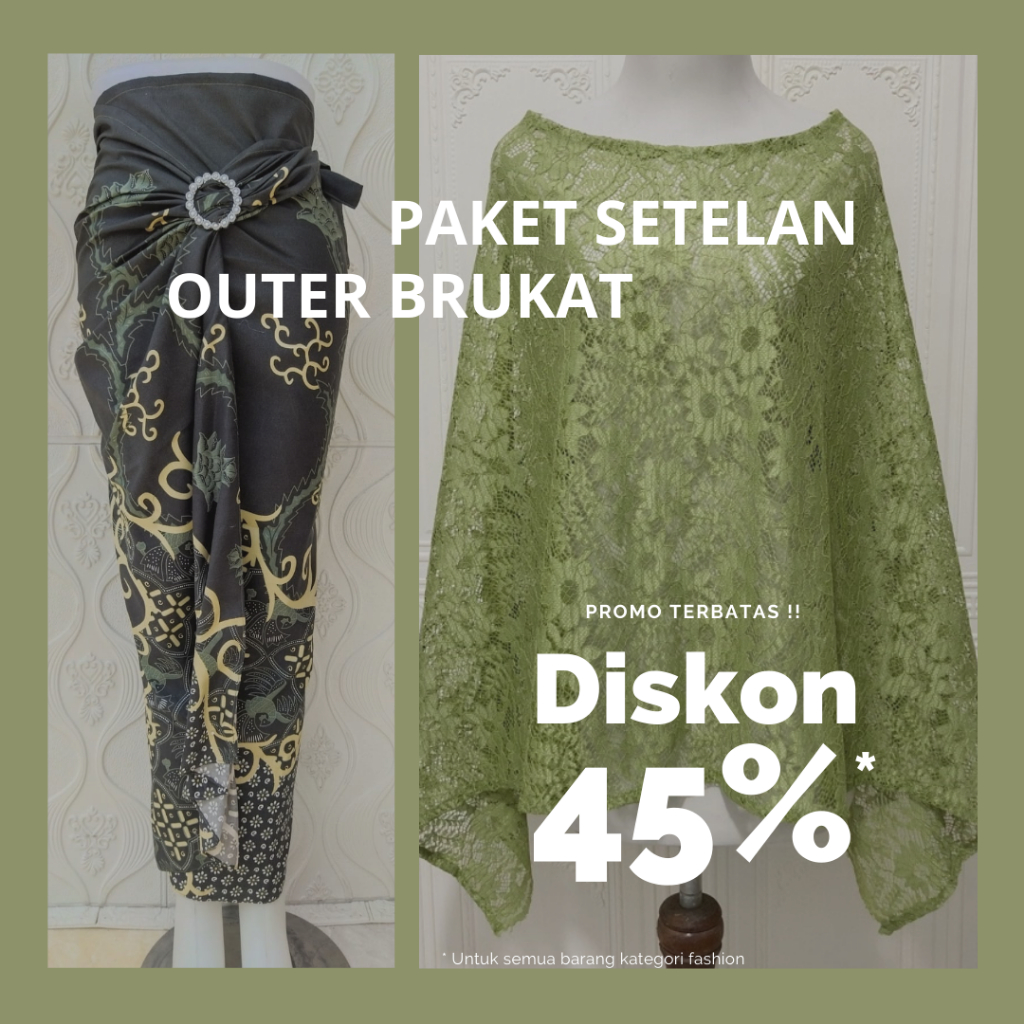 Outfit Atasan Fashion Satu Set Outer brokat cape Brokat Crop Kondangan Pesta Brokat seragaman Oneset
