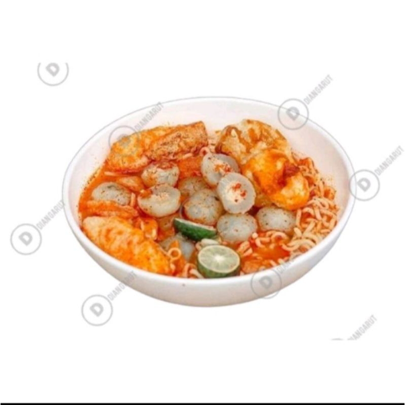 

seblak 5 (cilok varian isi) Rp. 35.000 (paketan seblak isi 5 35.000) per pcs seblak ukuran besar .