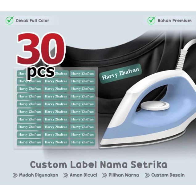 

Label setrika isi 30 kotak nama /Stiker Sablon Nama Setrika/Label Hijab Setrika/Label Tanpa Jahit/Mudah Praktis Murah/Kaos Sablon Setrika Custom Nama