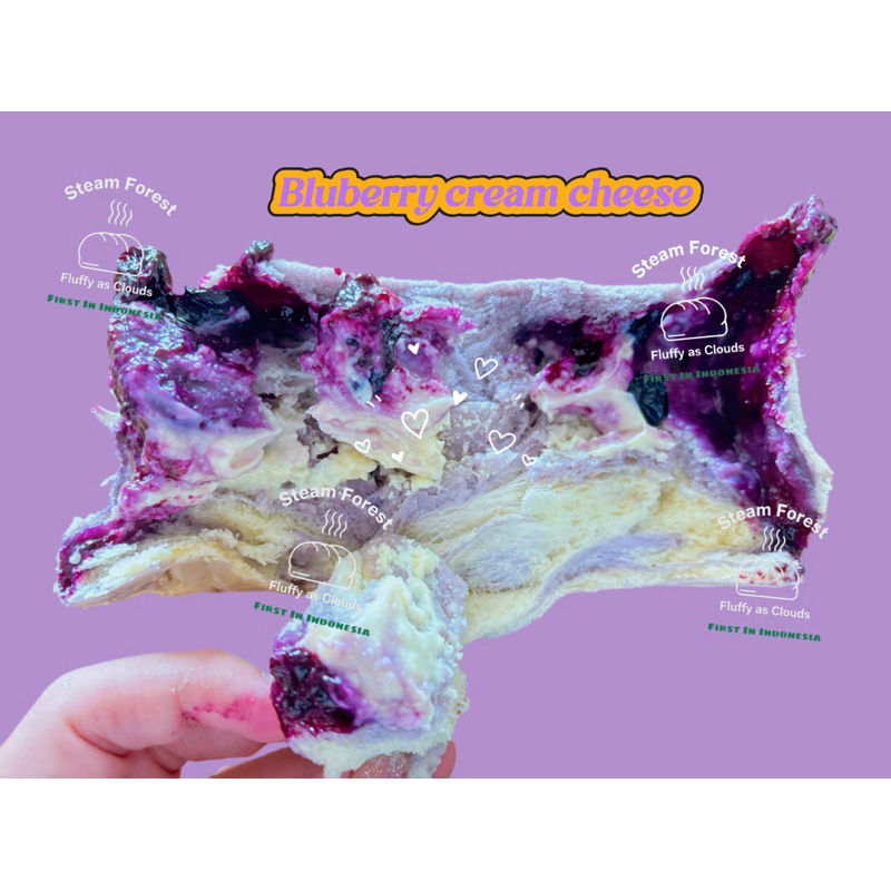 

Bluberry Cream Cheese Steam Bread/蓝莓乳酪面包/Bluberry Cheese /Steam Bread