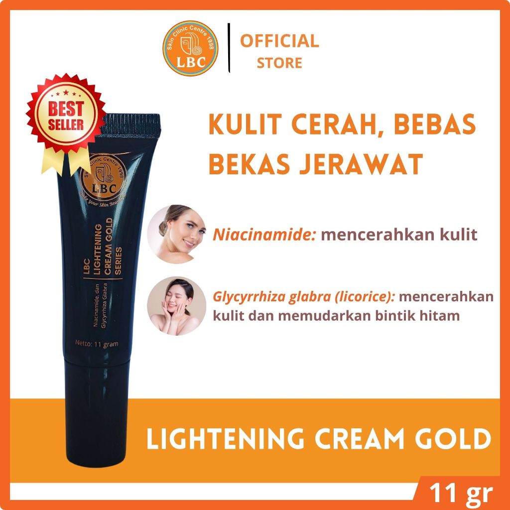 [New Launch] LBC - Lightening Cream Gold with Niacinamide | Mencerahkan | Menyamarkan Bekas Jerawat 