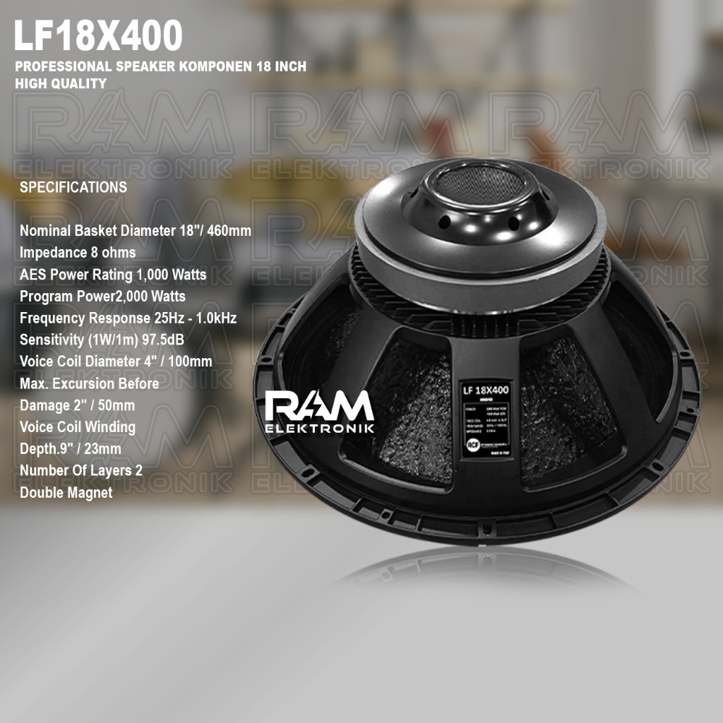 Komponen Speaker 18 Inch RCF LF18X400 | LF18 X400 | L18X400 Grade A