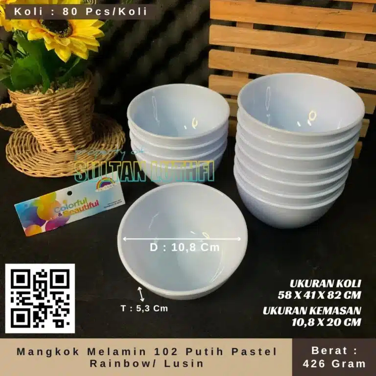 (LUSIN) Mangkok Melamin Putih - Mangkok kecil