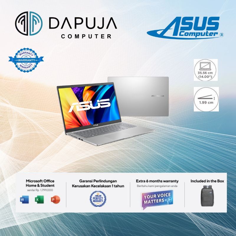 NB ASUS VIVOBOOK N4500 Memori 4GB HDD 512GB A1400KA-FHD4510 (TRANSPARENT SILVER)