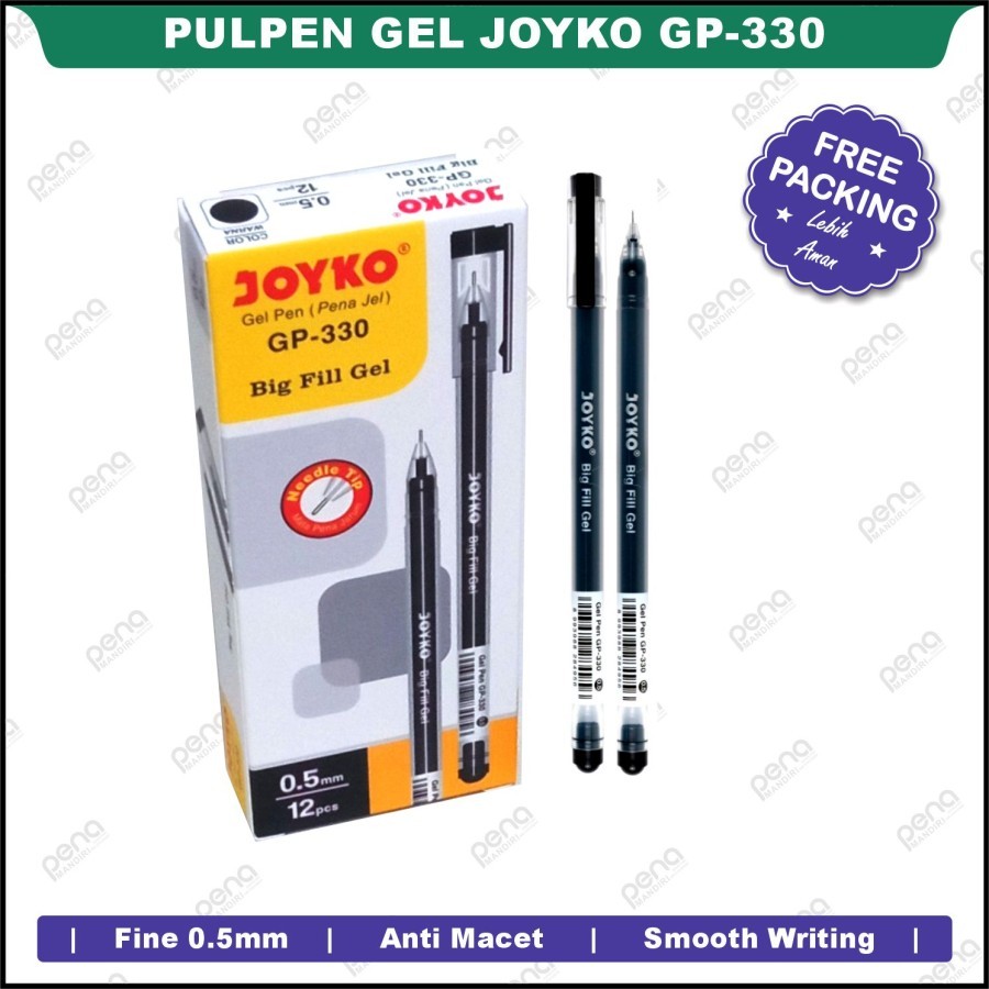 

Pulpen Ballpoint JOYKO GP-330 Big Fill Gel Pen Hitam 0.5 mm Anti Macet