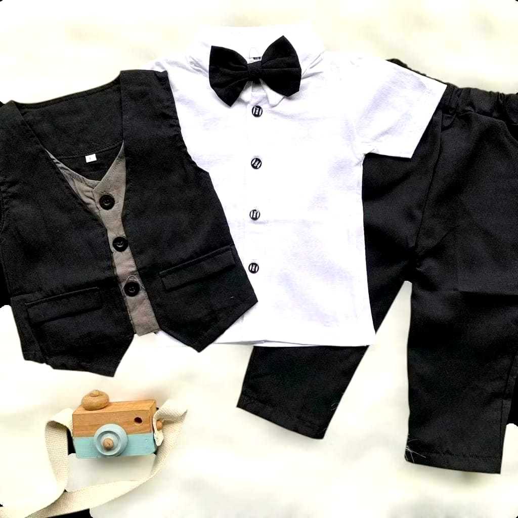 Setelan VIRAL anak laki2 tuxedo (1 - 8 TAHUN ) / baju Baby TUXEDO celana panjang/ baju pesta kondang