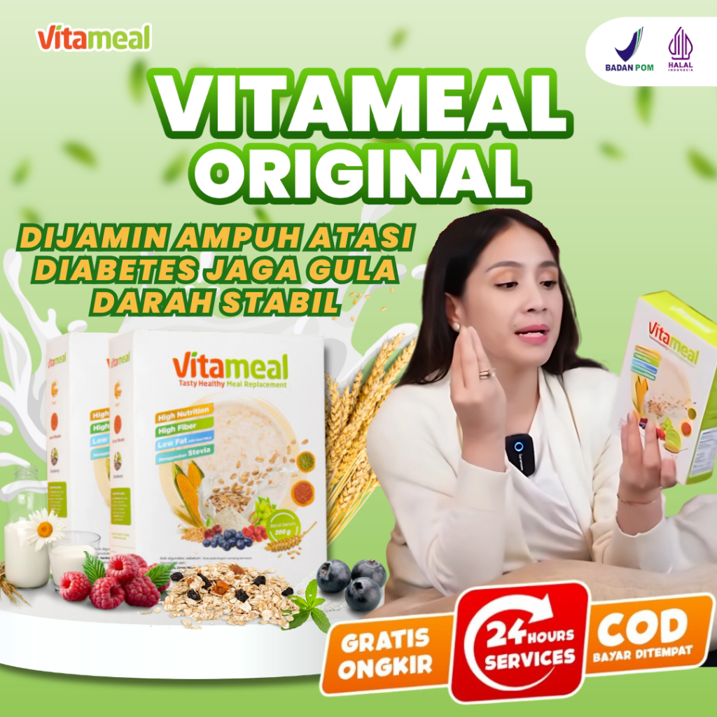 

[NAGITA SLAVINA APPROVED] PAKET 1 BOX VITAMEAL Sereal Sehat untuk Diabetes Tinggi Serat Tanpa Gula Tambahan Menjaga Gula Darah Tetap Stabil Cocok untuk Sarapan Penderita Diabetes PreDiabetes Gaya Hidup Sehat Solusi Nutrisi Harian Penuh Manfaat