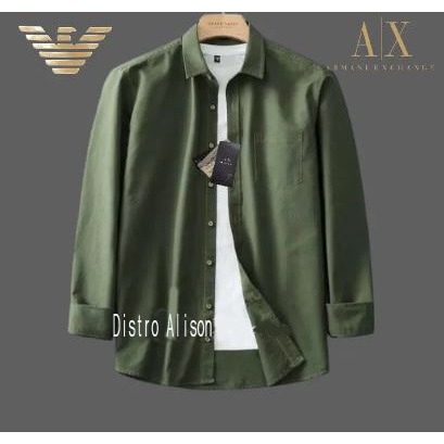 Free Voucer Kemeja 0riginal Miror Giorgio Armani Abu Tua Lengan Panjang Slimfit Katun Twill