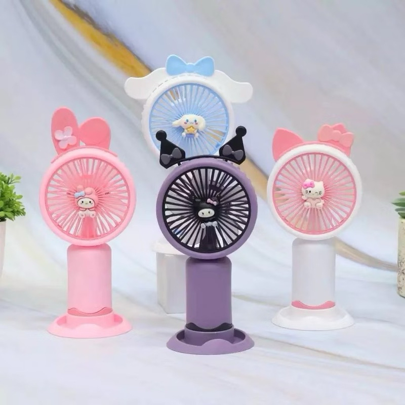 Kipas Angin Genggam Karakter Kartun Sanrio  Kuromi Hello Kitty Melody Cinamoroll Mini Portable Bahan
