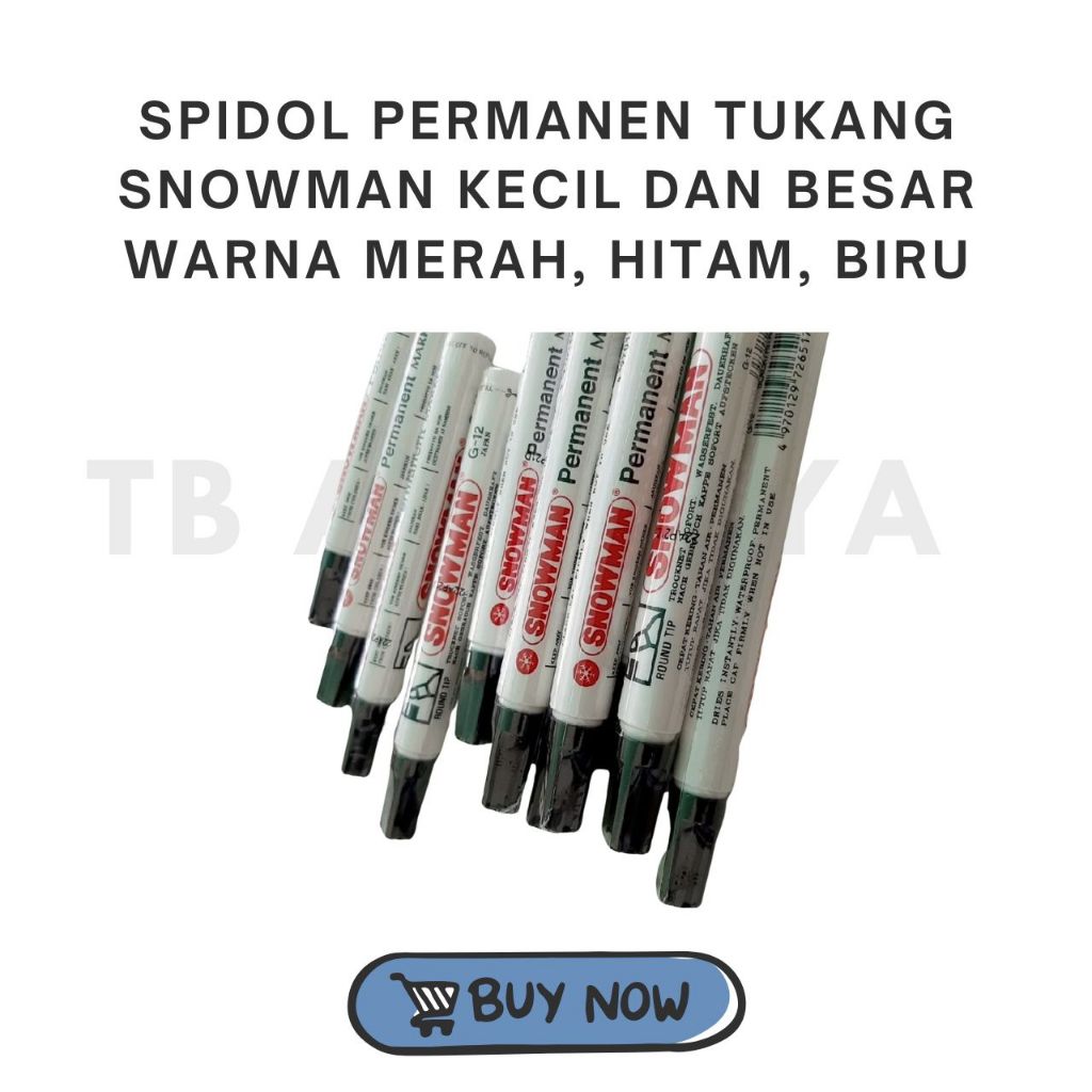 Spidol Permanen Tukang Snowman Kecil DAN Besar Warna Merah, Hitam, Biru