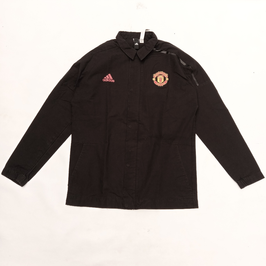 Jaket Adidas Manchester United Size M – Hitam Original Cambodia Windbreaker Pria Logo Bordir MU