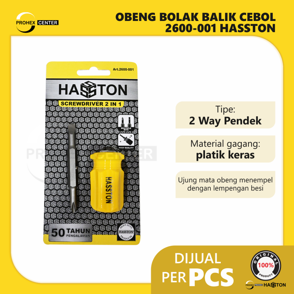 OBENG CEBOL / OBENG PENDEK BOLAK-BALIK HASSTON PROHEX 2600-001