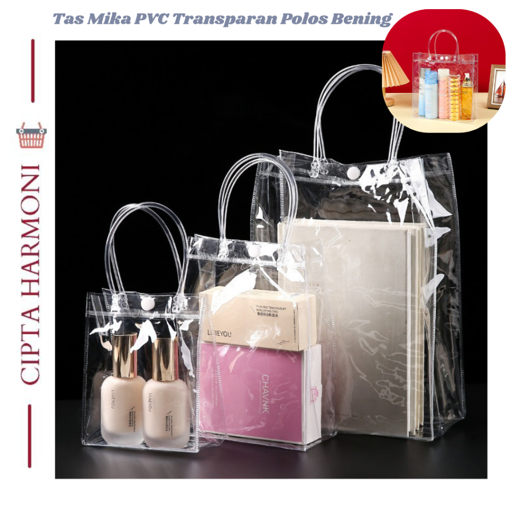 

Paper Bag Tas Mika PVC Transparan Polos Goodiebag Hampers Souvenir Bening Murah PB03