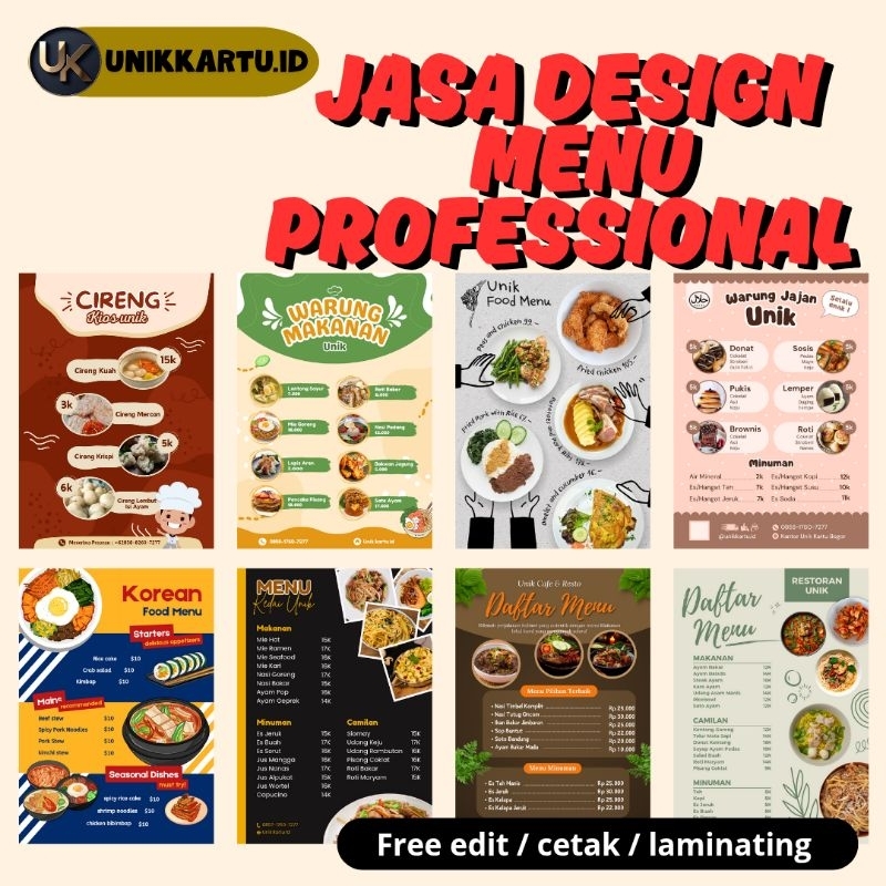 UK Jasa edit cetak desain menu restoran / menu makanan / menu minuman / request menu / jasa bikin me