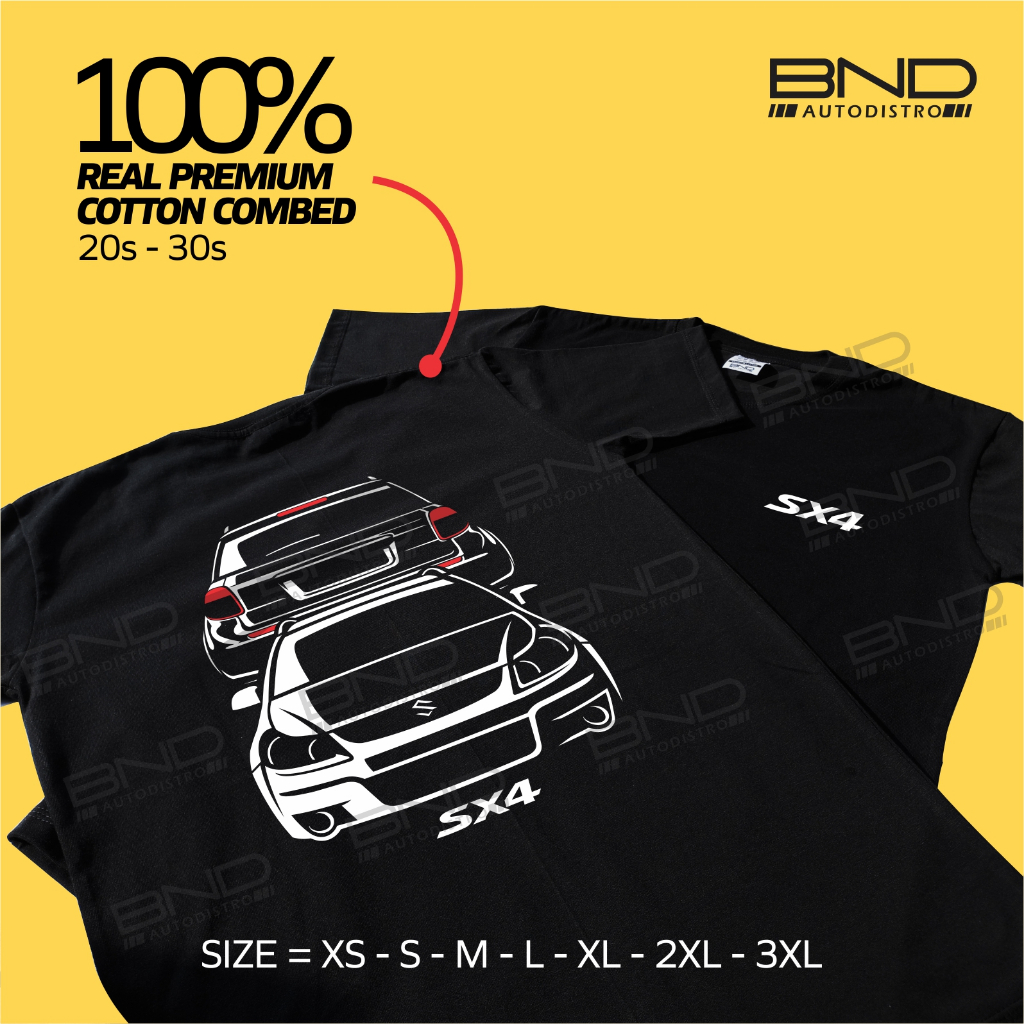 [BND] Kaos Suzuki SX-4 F&R T-Shirt Baju Kaos SX-4 Crossover Kaos Mobil Kaos Distro Full Katun