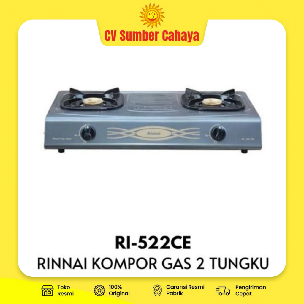 Rinnai Kompor Gas 2 Tungku Kuningan KG RI-522CE 522CE 522CE