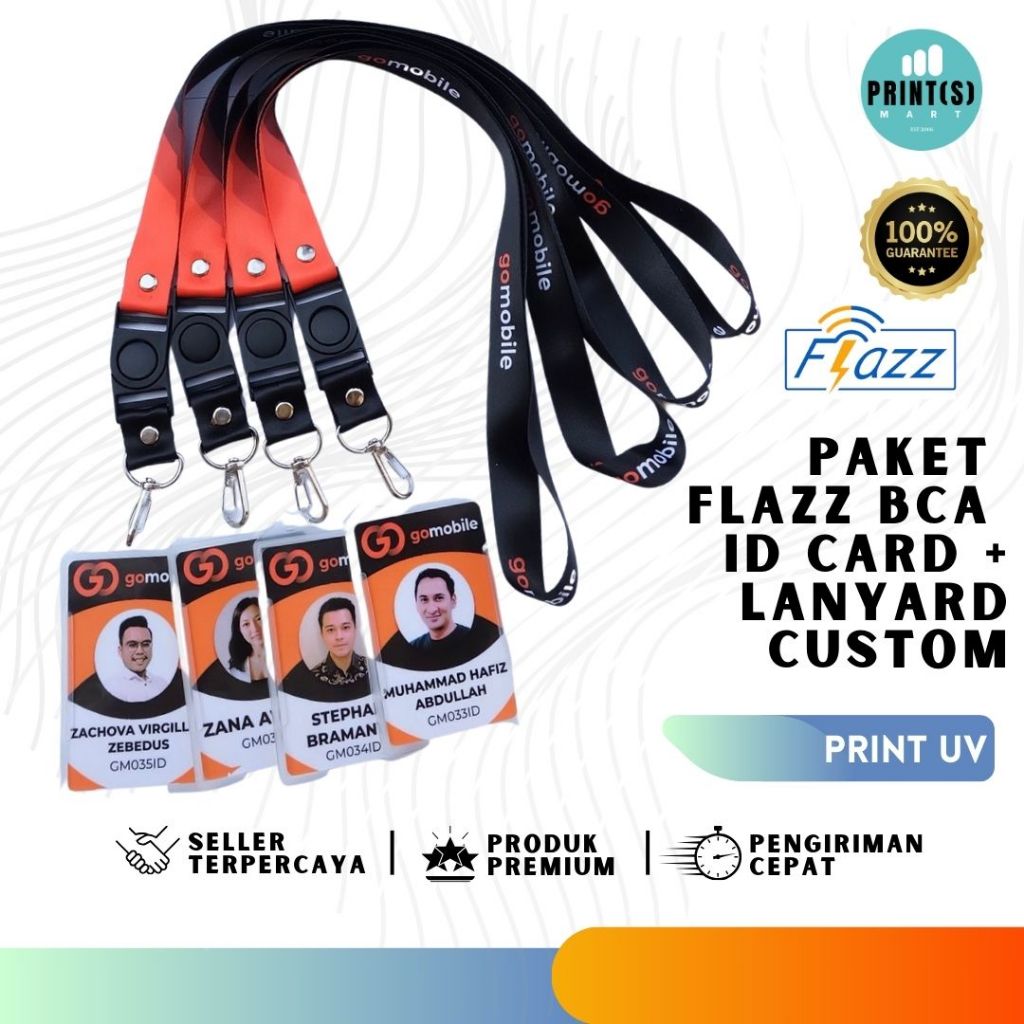 Paket Flazz BCA ID Card Member Card plus Lanyard Custom Print