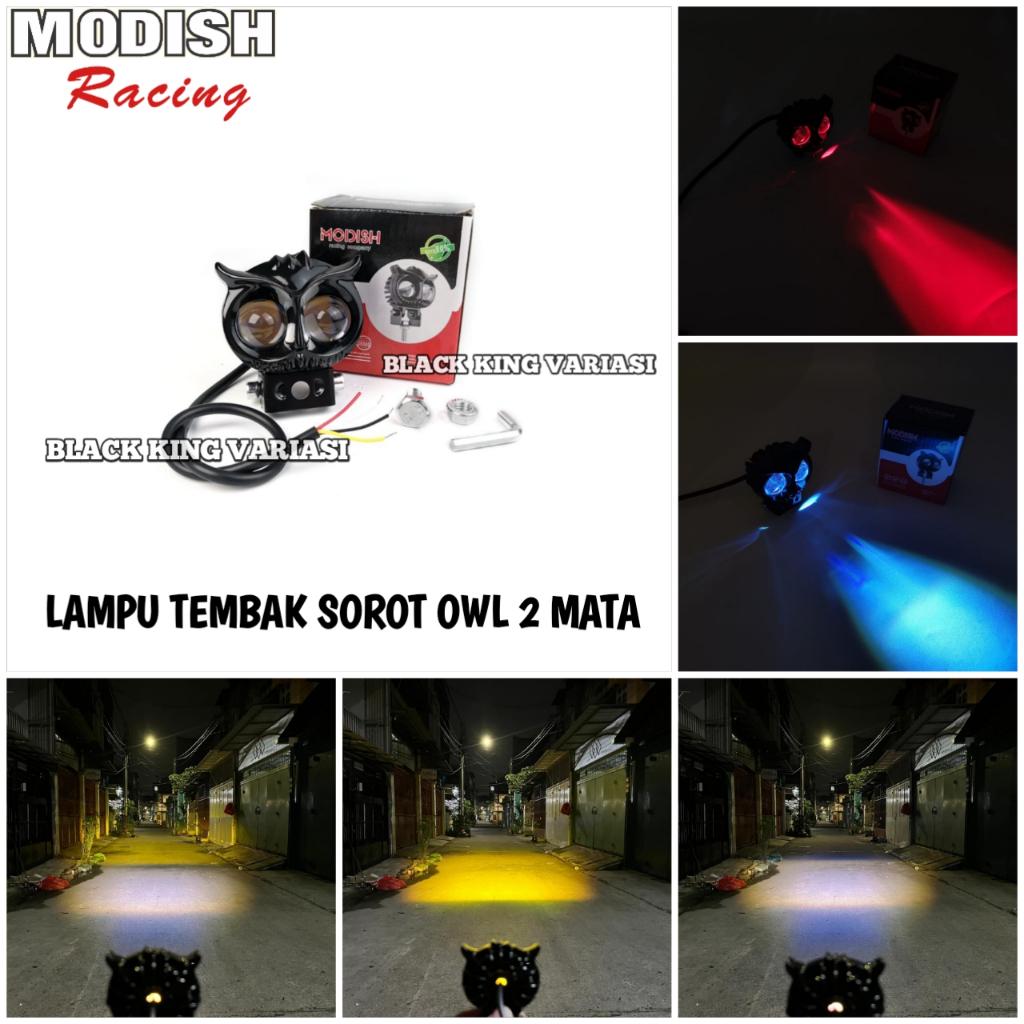 Lampu Tembak Owl 2 Mata Devil Lampu Tembak Laser LED D2 Owl Lampu Tembak Sorot Owl Lampu Tembak Moto