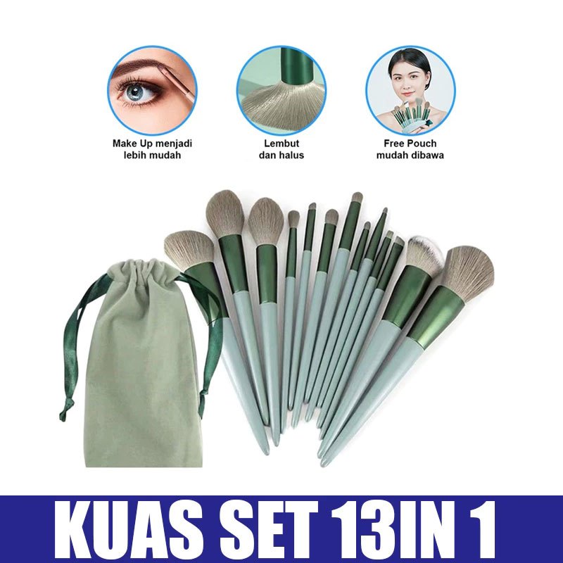 Paket Mini Travel Set Kosmetic Brush Make Up Set 13 Pcs Makeup Brush Eye Shadow Blusher Set