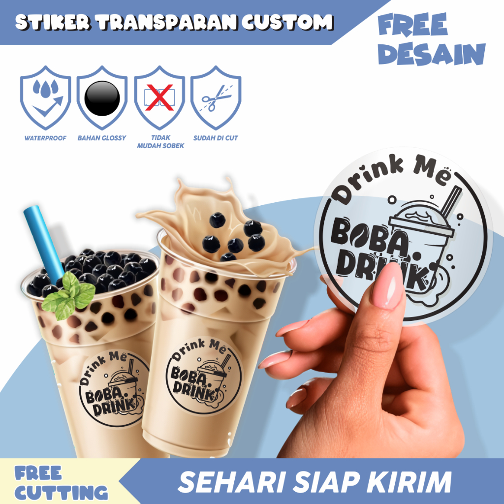 

Stiker label custom transparan waterproof