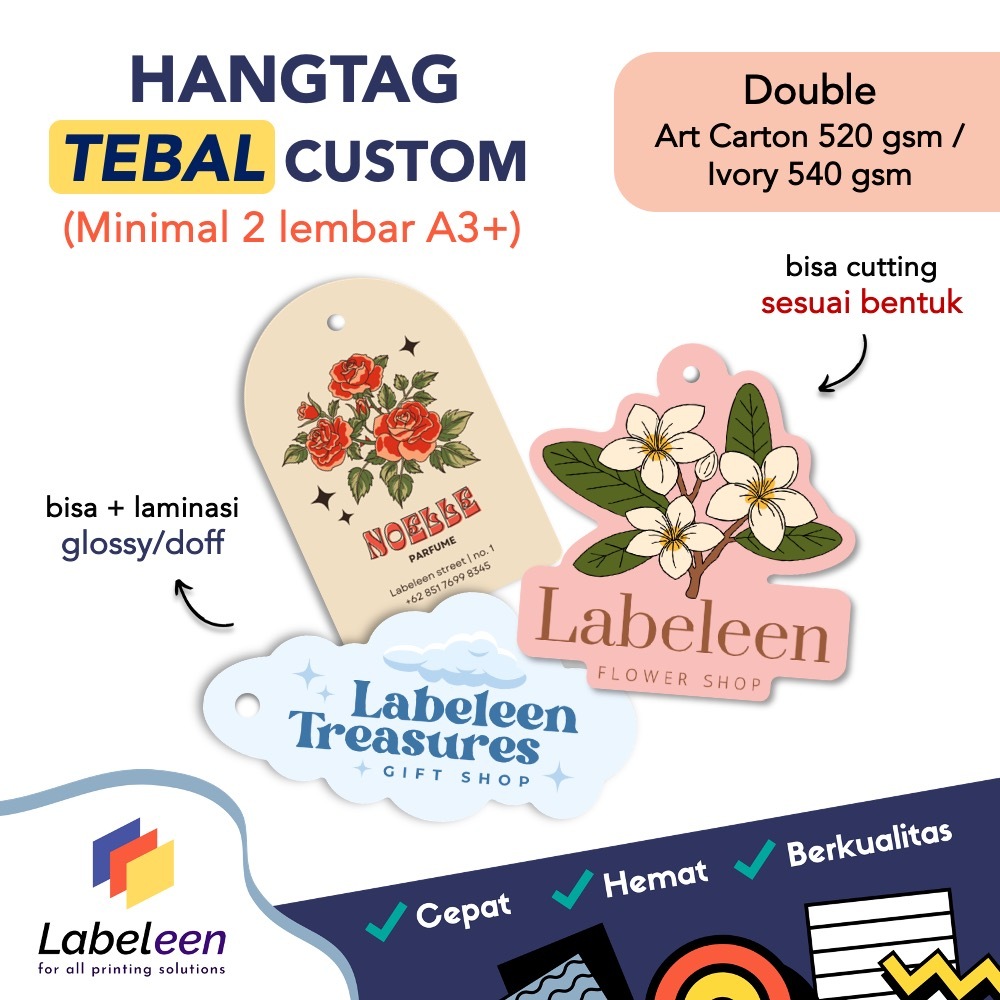 

Hangtag Tebal Custom | Tag Premium Custom A3 | Tag Baju Souvenir Hampers Custom