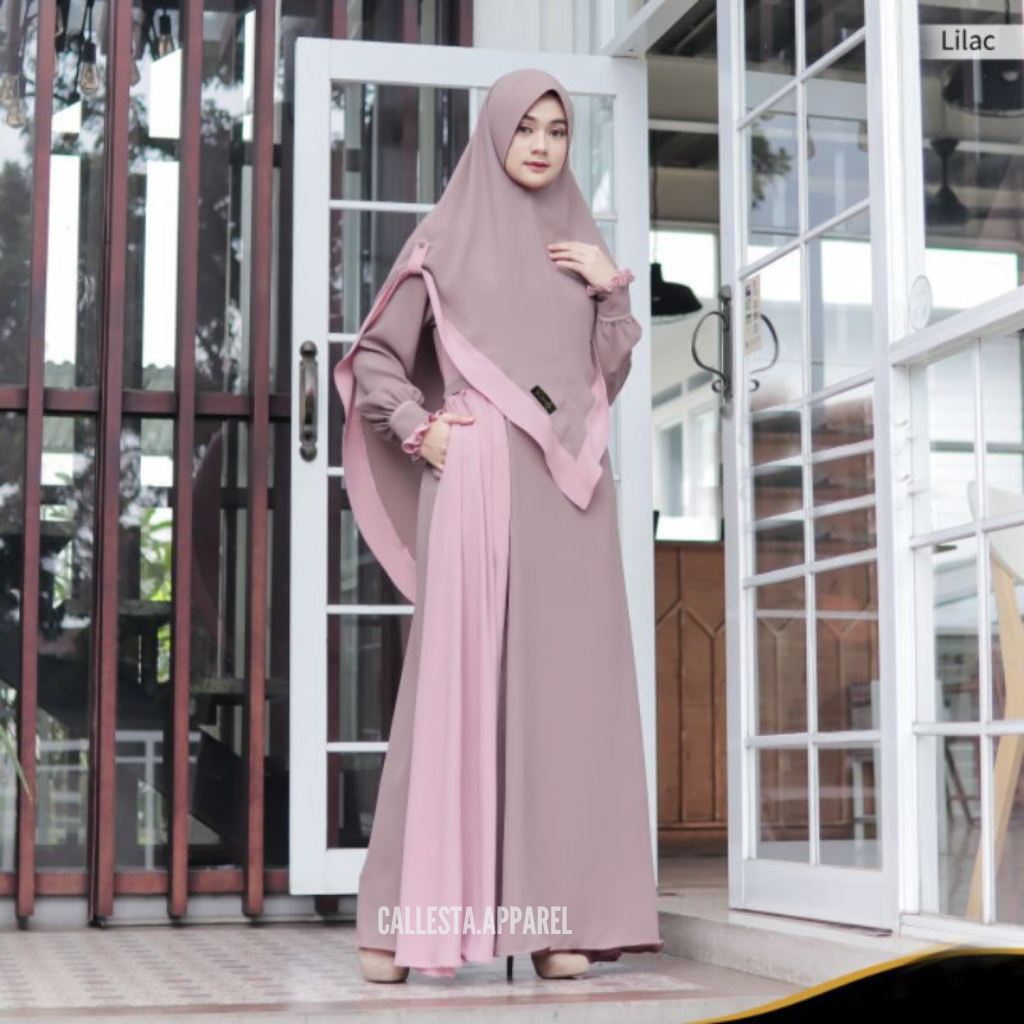 Gamis Syari Set Hijab Couple Ibu dan Anak | Baju Gamis Dress Muslim Wanita Dewasa, Remaja dan Anak