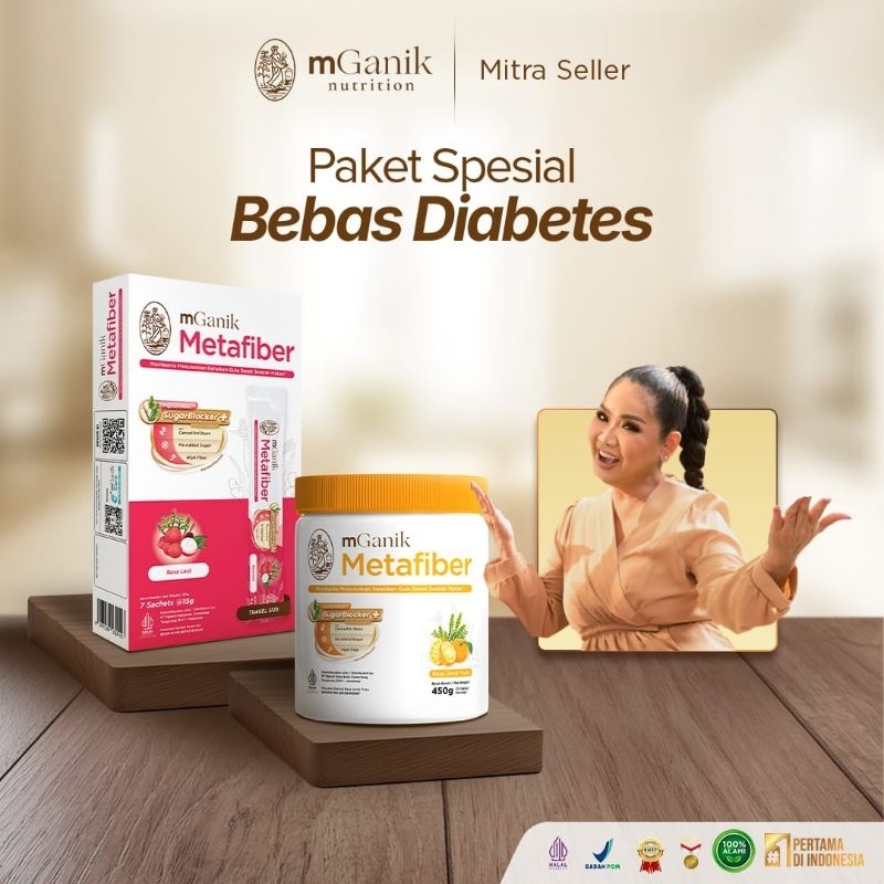 Paket Lengkap Bebas Diabetes (Mganik Metafiber 450g + Mganik Metafiber Sachet)